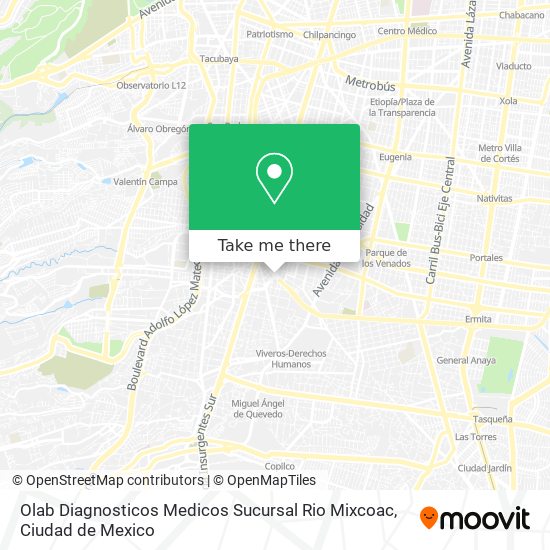 Mapa de Olab Diagnosticos Medicos Sucursal Rio Mixcoac