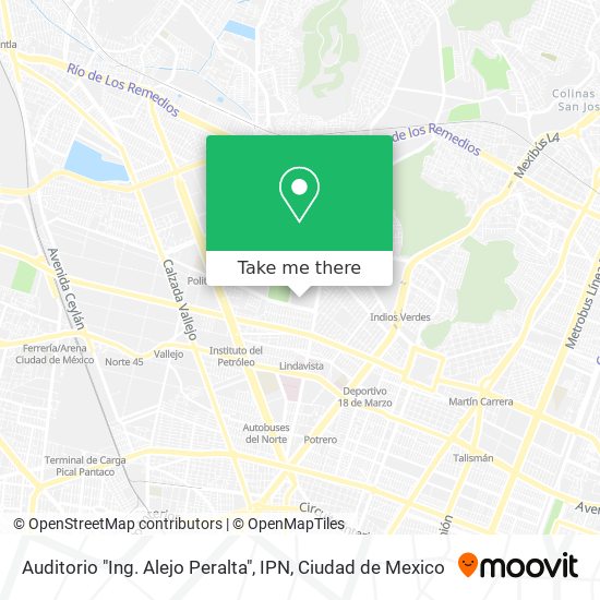 Mapa de Auditorio "Ing. Alejo Peralta", IPN