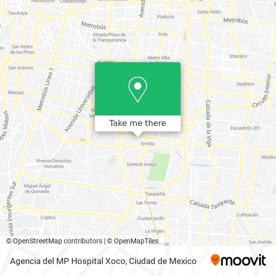 Agencia del MP Hospital Xoco map