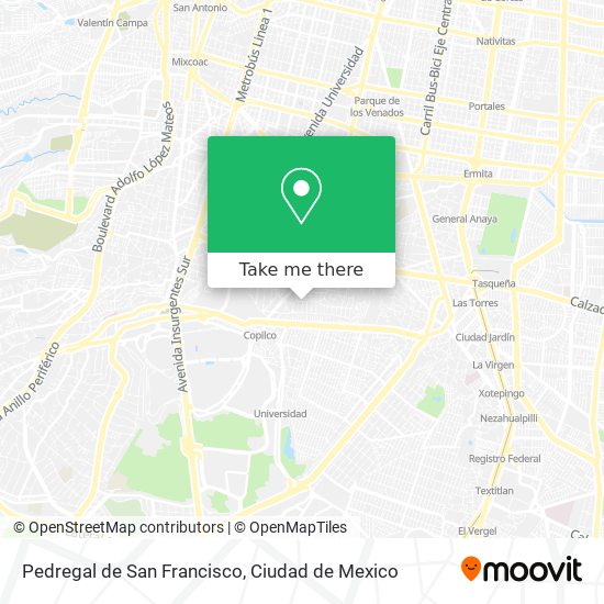 Pedregal de San Francisco map
