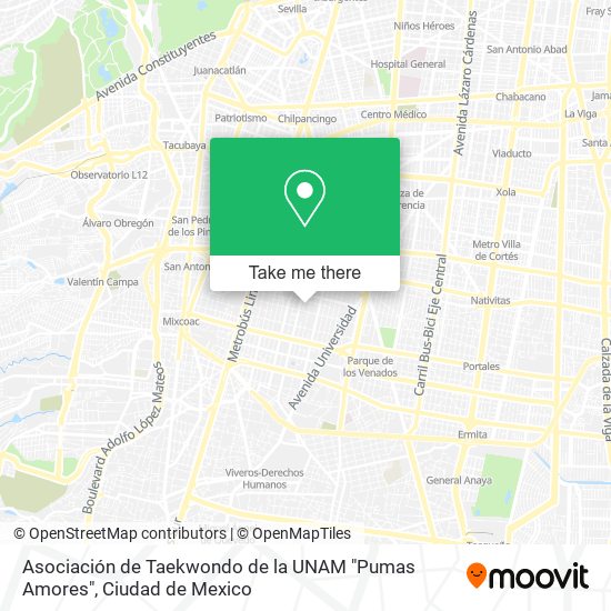 Asociación de Taekwondo de la UNAM "Pumas Amores" map