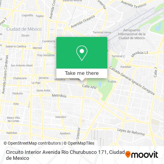Mapa de Circuito Interior Avenida Río Churubusco 171