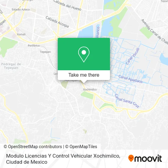 Mapa de Modulo Licencias Y Control Vehicular Xochimilco