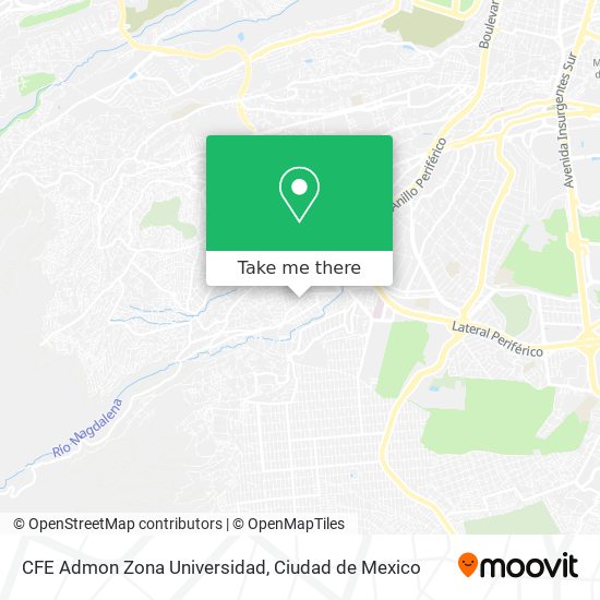 Mapa de CFE Admon Zona Universidad