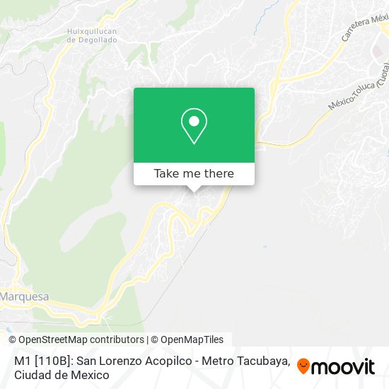 M1 [110B]: San Lorenzo Acopilco - Metro Tacubaya map