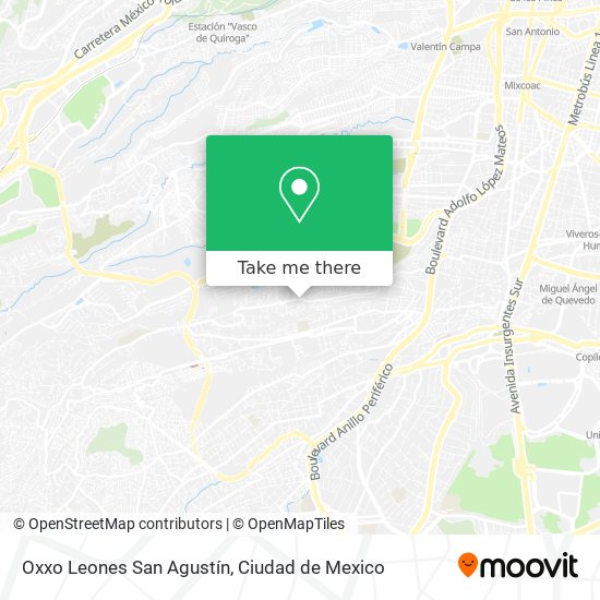 Oxxo Leones San Agustín map