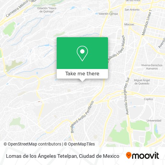 Lomas de los Ángeles Tetelpan map