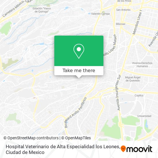 Mapa de Hospital Veterinario de Alta Especialidad los Leones