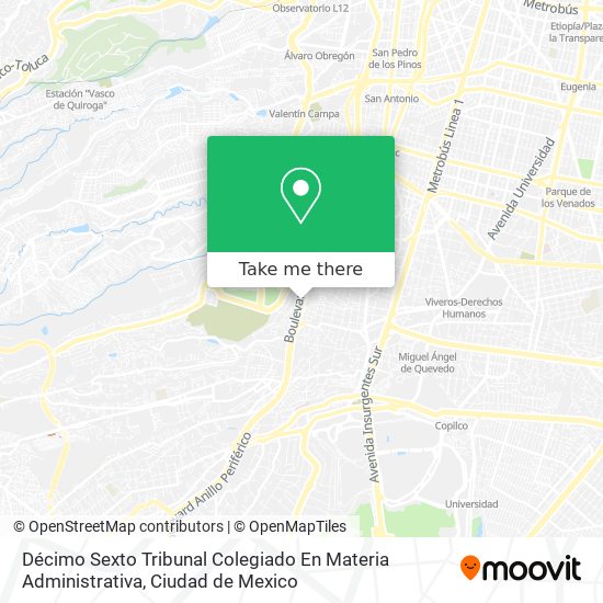Mapa de Décimo Sexto Tribunal Colegiado En Materia Administrativa