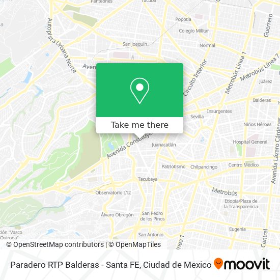 Mapa de Paradero RTP Balderas - Santa FE