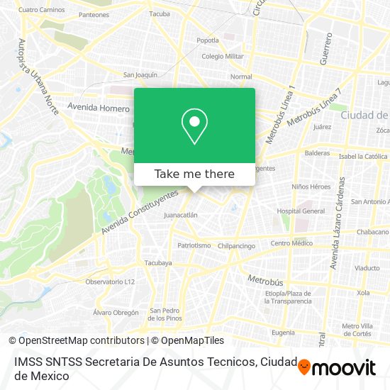 IMSS SNTSS Secretaria De Asuntos Tecnicos map