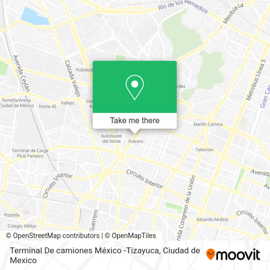 Mapa de Terminal De camiones México -Tizayuca