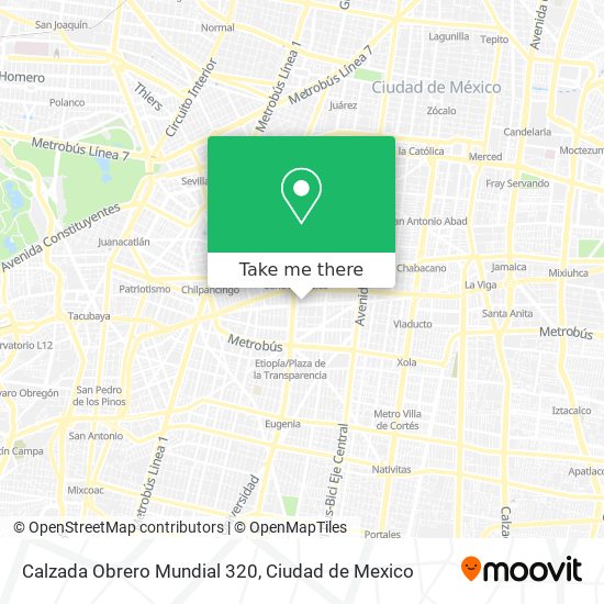 Mapa de Calzada Obrero Mundial 320