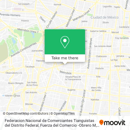 Federacion Nacional de Comerciantes Tianguistas del Distrito Federal, Fuerza del Comercio -Obrero M map