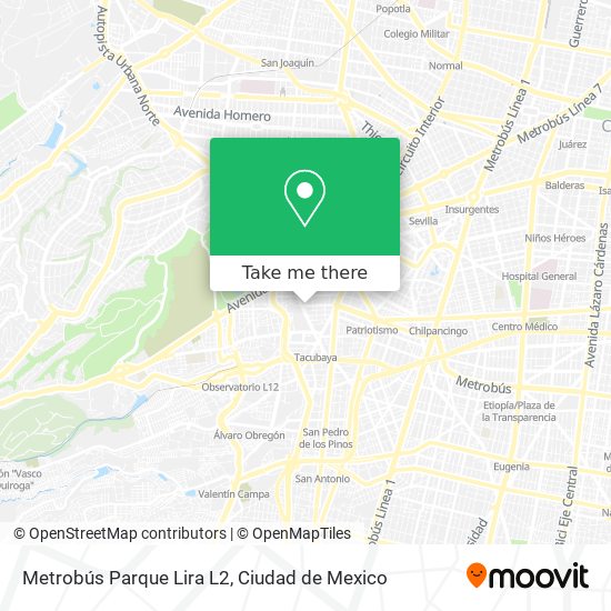 Metrobús Parque Lira L2 map