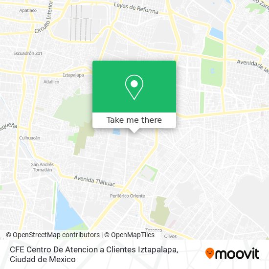 Mapa de CFE Centro De Atencion a Clientes Iztapalapa