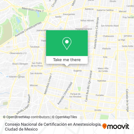 Consejo Nacional de Certificación en Anestesiología map