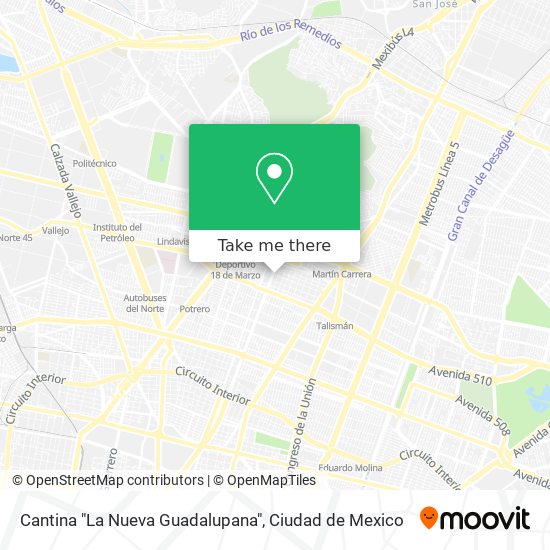 Mapa de Cantina "La Nueva Guadalupana"