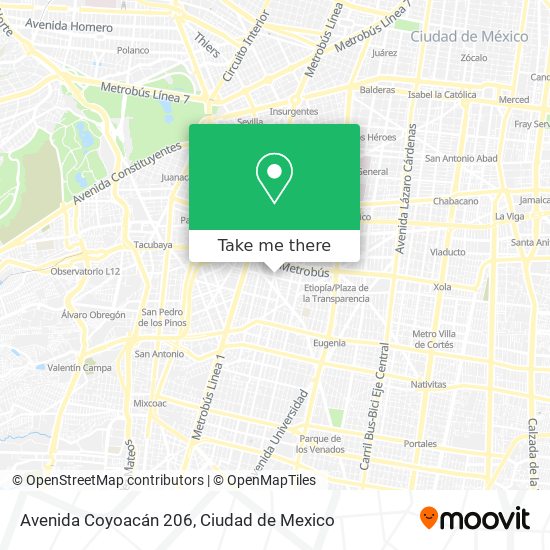 Mapa de Avenida Coyoacán 206