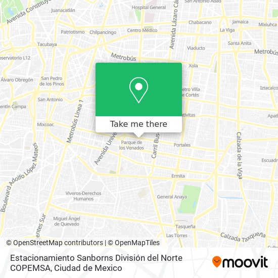 Estacionamiento Sanborns División del Norte COPEMSA map