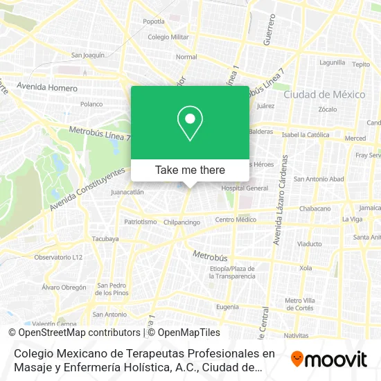 Colegio Mexicano de Terapeutas Profesionales en Masaje y Enfermería Holística, A.C. map