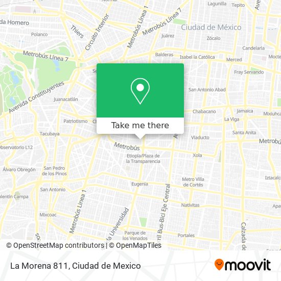 How to get to La Morena 811 in Miguel Hidalgo by Bus or Metro?
