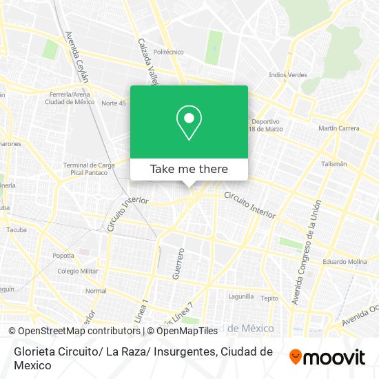Glorieta Circuito/ La Raza/  Insurgentes map