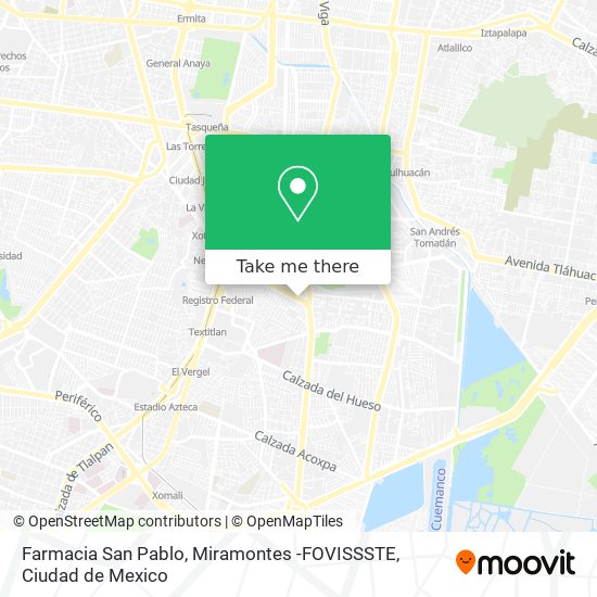 Farmacia San Pablo, Miramontes -FOVISSSTE map