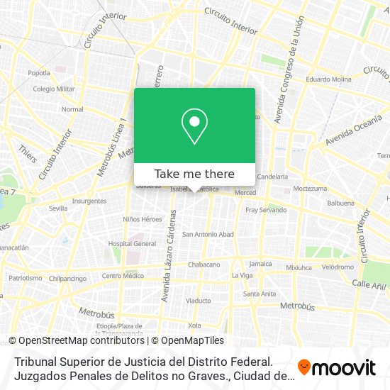 Tribunal Superior de Justicia del Distrito Federal. Juzgados Penales de Delitos no Graves. map