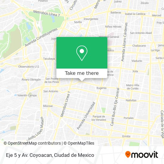 Eje 5 y Av. Coyoacan map