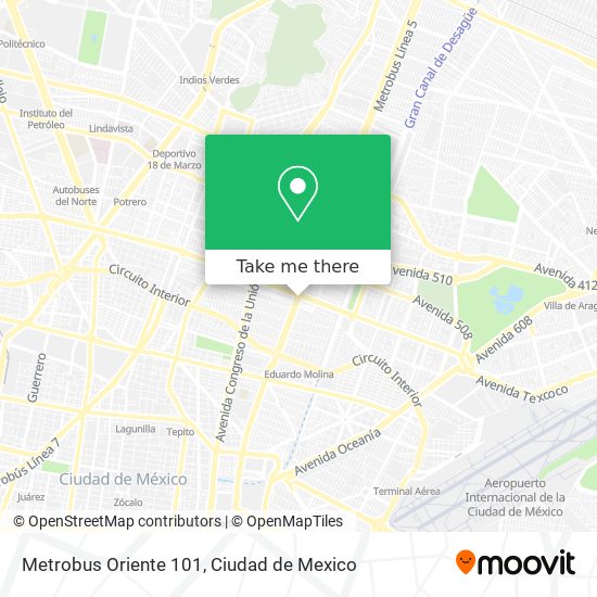 Metrobus Oriente 101 map