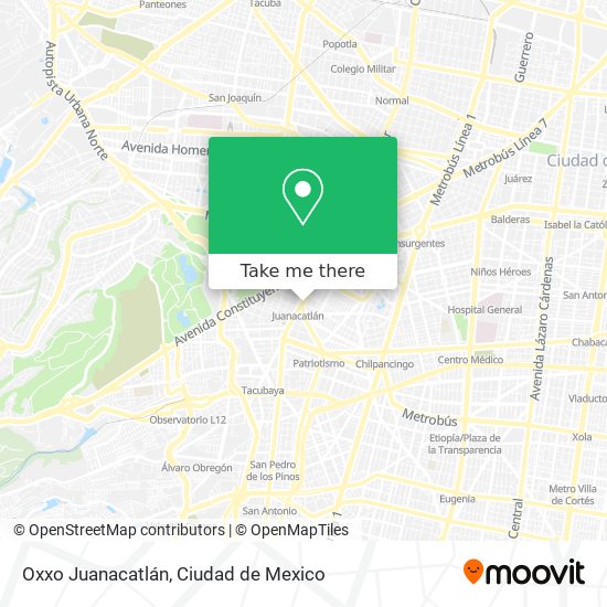 Oxxo Juanacatlán map