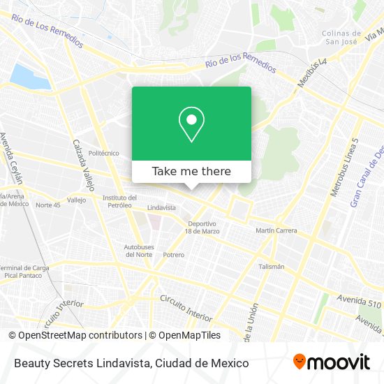 Mapa de Beauty Secrets Lindavista