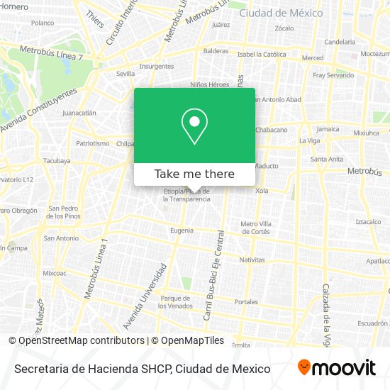 Mapa de Secretaria de Hacienda SHCP