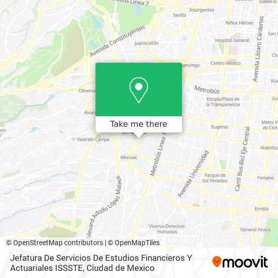 Mapa de Jefatura De Servicios De Estudios Financieros Y Actuariales ISSSTE