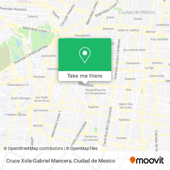 Cruce Xola-Gabriel Mancera map