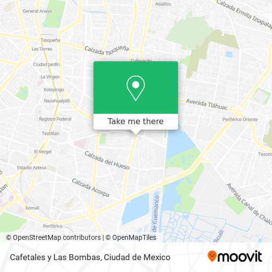 Cafetales y Las Bombas map