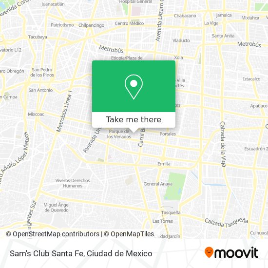 How to get to Sam's Club Santa Fe in Alvaro Obregón by Bus or Metro?