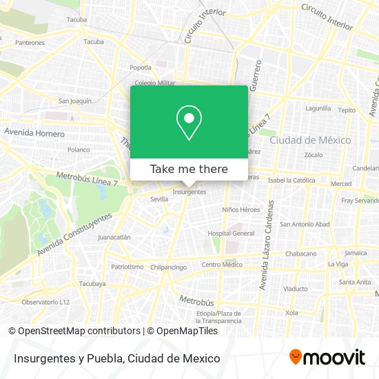 Insurgentes y Puebla map