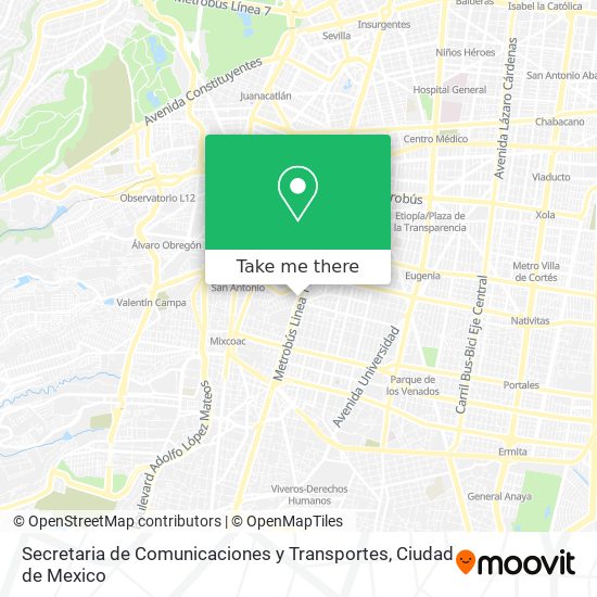 Secretaria de Comunicaciones y Transportes map