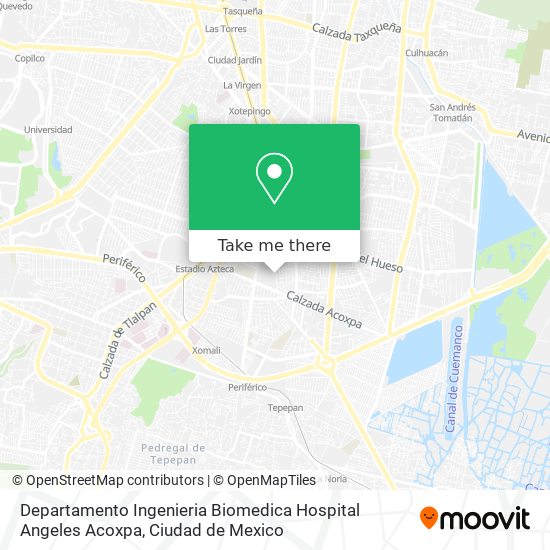 Departamento Ingenieria Biomedica Hospital Angeles Acoxpa map