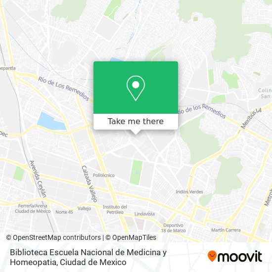 Mapa de Biblioteca Escuela Nacional de Medicina y Homeopatia