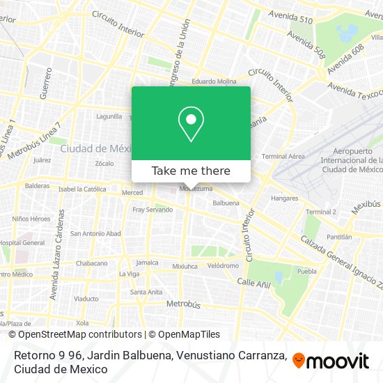 Retorno 9 96, Jardin Balbuena, Venustiano Carranza map