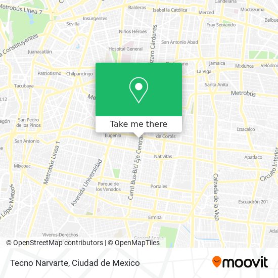 Mapa de Tecno Narvarte