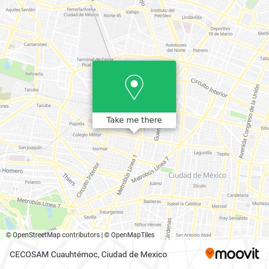 Mapa de CECOSAM Cuauhtémoc
