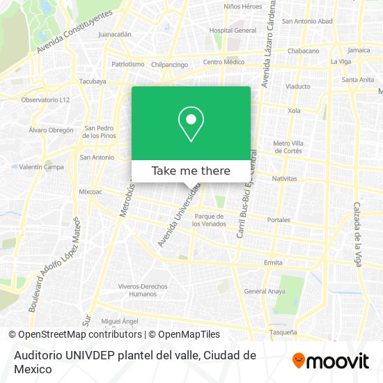Auditorio UNIVDEP plantel del valle map