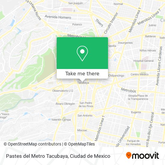 Pastes del Metro Tacubaya map