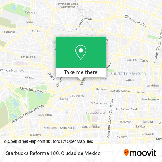 Mapa de Starbucks Reforma 180
