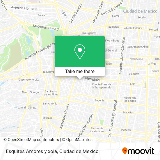 Esquites Amores y xola map