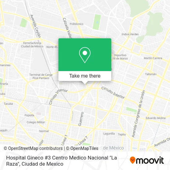 Hospital Gineco #3 Centro Medico Nacional "La Raza" map